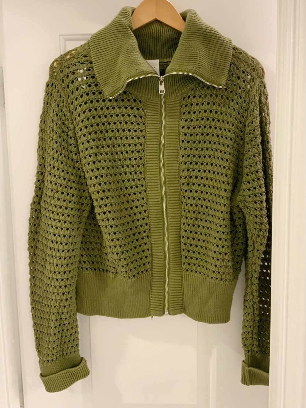 Varley Eloise Zip -Through Knit Cardigan Olive Night, sz XL